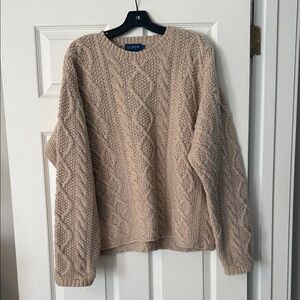 J. Crew Women’s Beige Cable Knit Crewneck Sweater